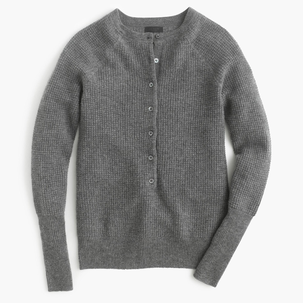 J. Crew Italian Cashmere Waffle Henley Sweater